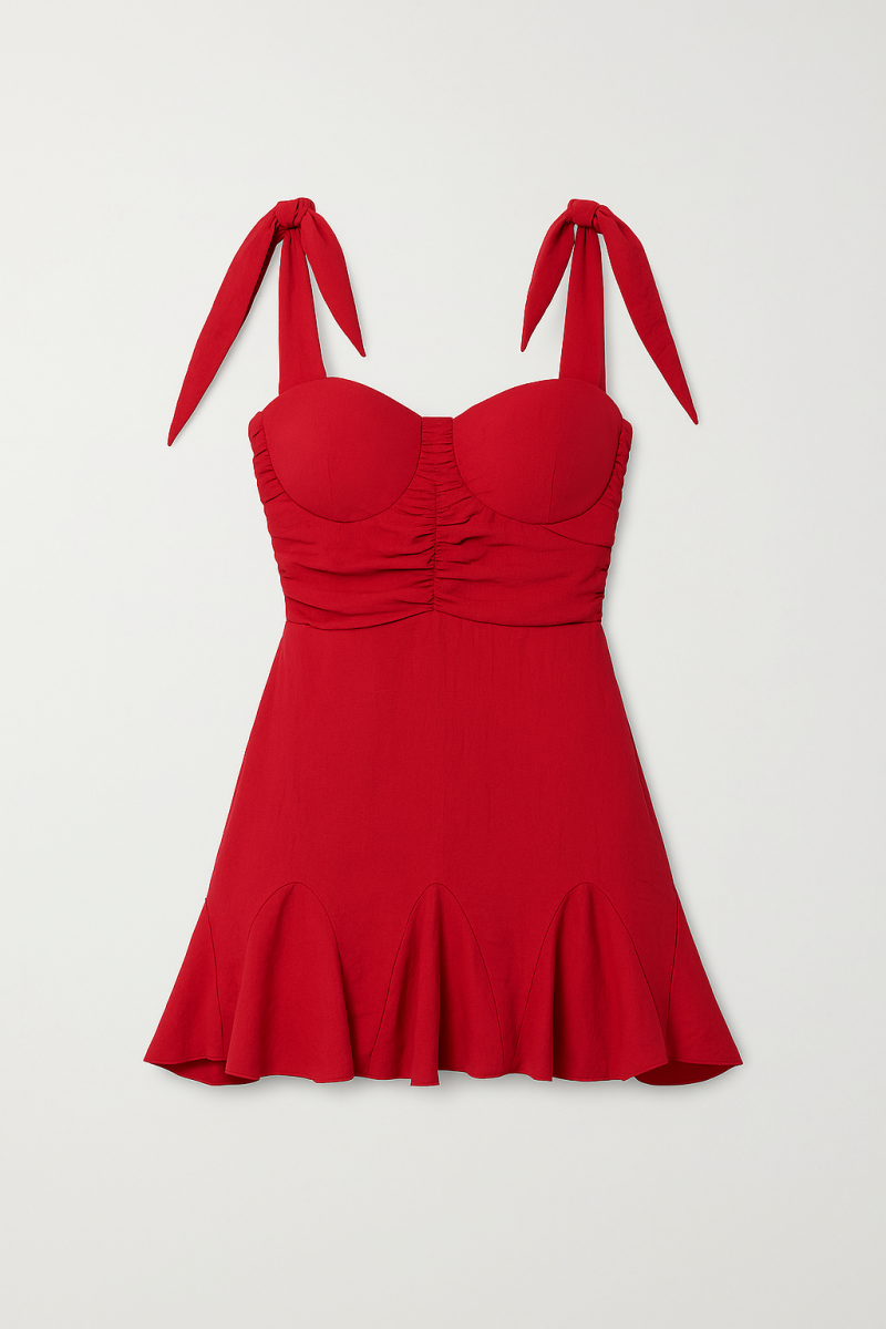 فستان قصير يتميز بحمالات تُربط بعقد على الأكتاف لإضفاء لمسة أنثوية ناعمة - صورة 2